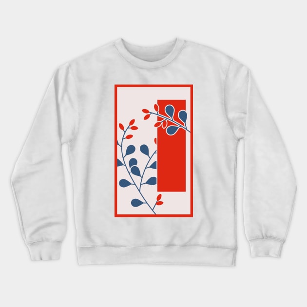 Bush Clover and Red Tanzaku Crewneck Sweatshirt by Nishinegi